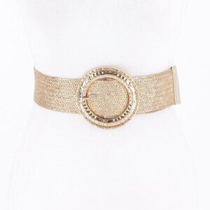 Hammered metal Buckle Metallic Stretch Plus size belt